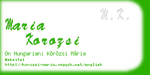 maria korozsi business card