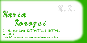 maria korozsi business card